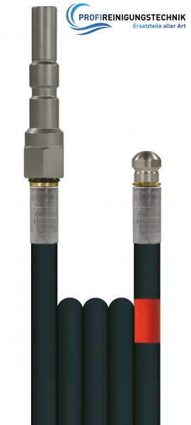 Rohrreinigungsleitung "Flexy" mit Düse / eine Drahteinlage und glatte Oberfläche / Nennweite 6 / 300 Bar / 100 °C / Stecknippel - KW : 1/8"